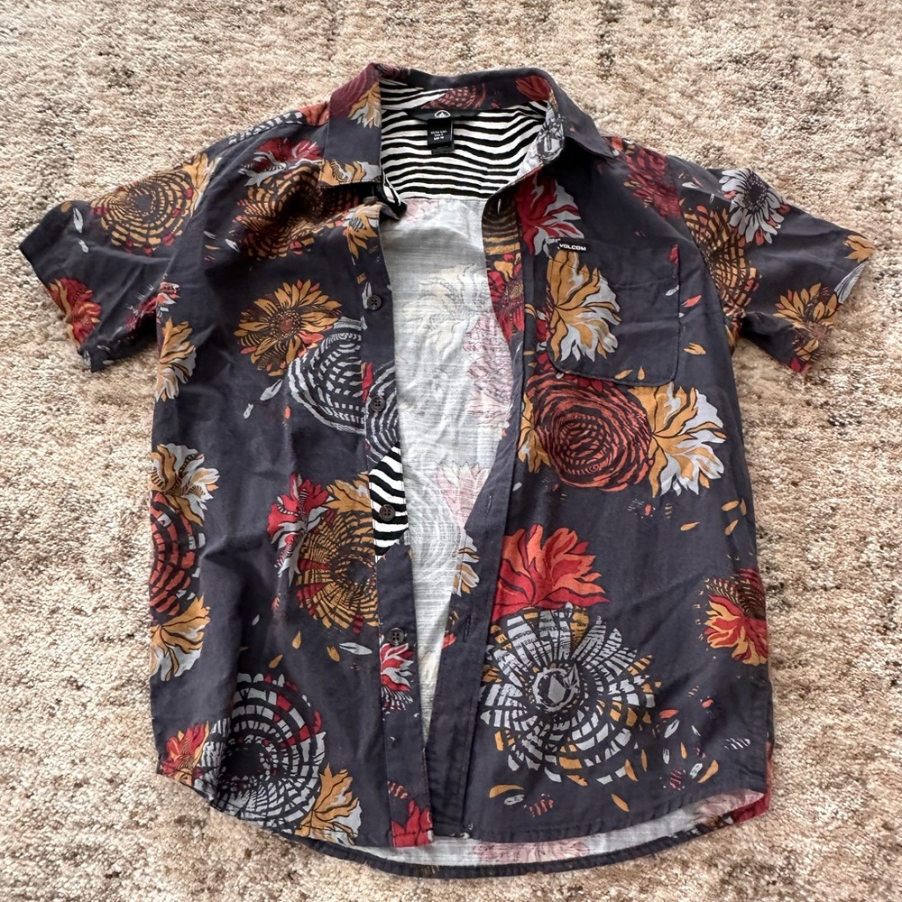 Volcom Men's Dark Floral Button Down Shirt